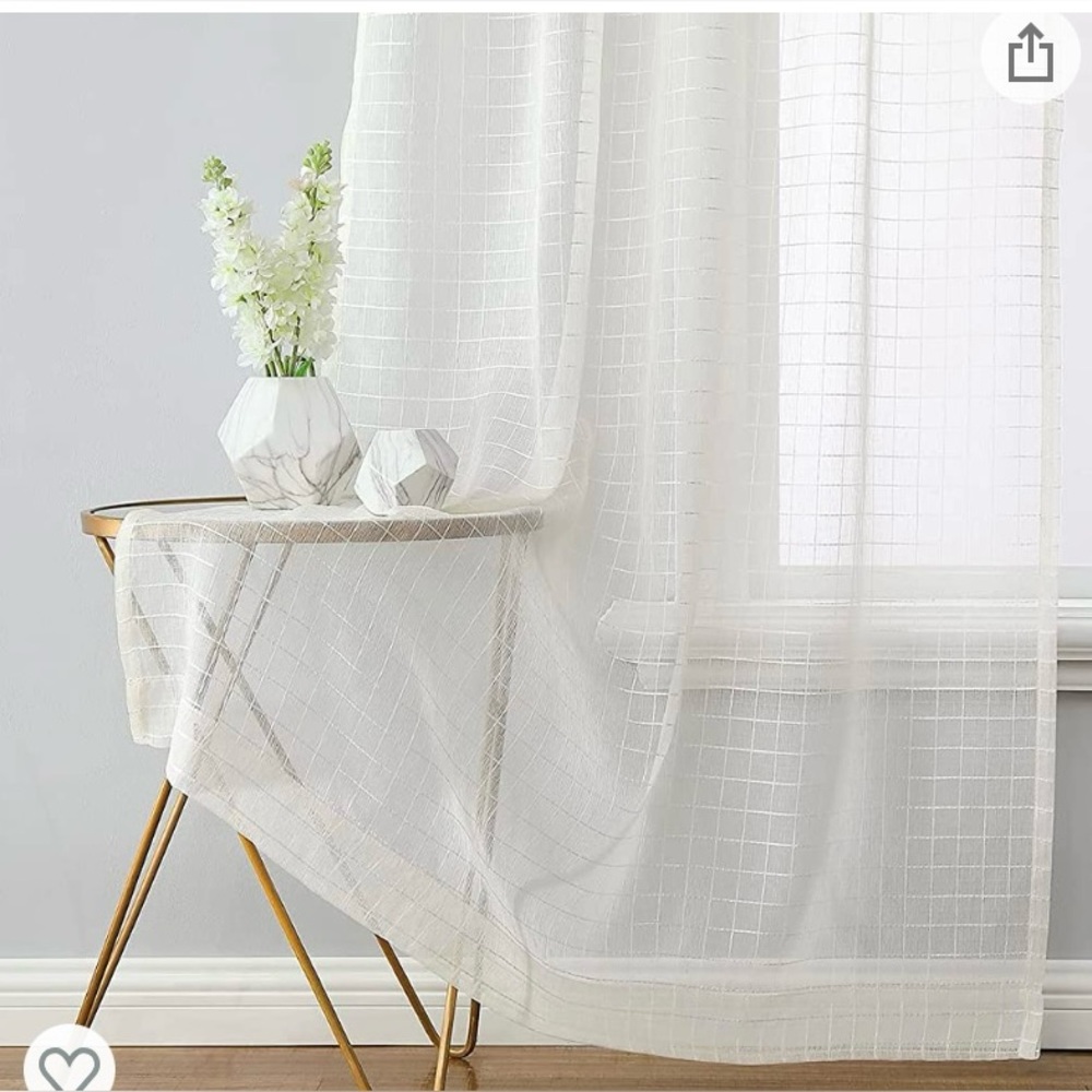 NWT Sheer Drapes/Curtains Set of 2, 52” W X 95" L, Ivory, off-white/cream